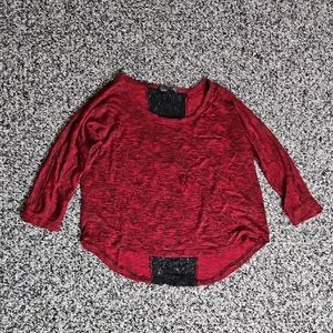 Red and Black Lace Top